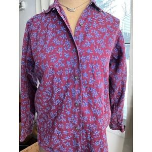 VTG LL Bean cotton floral blouse US‎ made cottagecore prairie SM whimsy retro